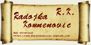 Radojka Komnenović vizit kartica